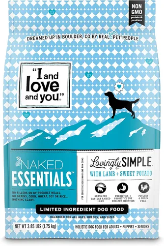 I and love and you Lovingly Simple Alimento Seco para Perros - Cordero + Batata Dulce - Sin Granos, Sin Rellenos, Prebiótico + Probiótico Bolsa de