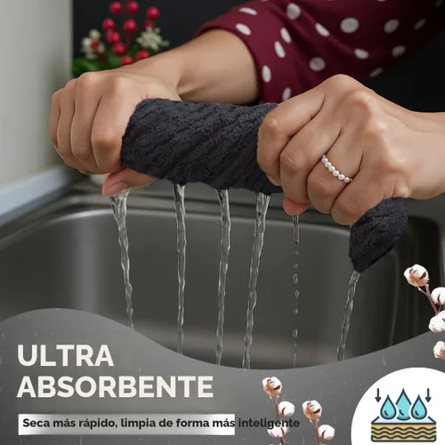 Miniatura 3 de Infinitee Xclusives Toallas de Cocina Premium – Paquete de 3, 100% Algodón 15 x 25 Pulgadas Toallas de Plato Absorbentes - Toallas de Paño de Gris