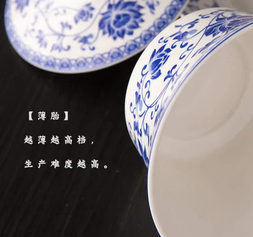 Miniatura 6 de Liang baobao Juego de Té Tradicional Gaiwan con Tapa y Platillo Taza de Té Gongfu de Porcelana Diseño Azul de Loto Tazas de 200ml