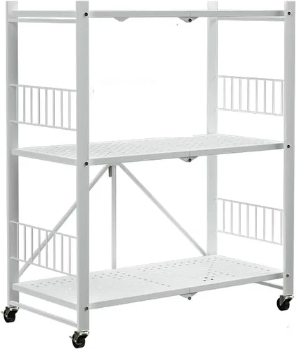 Miniatura 7 de Estantes plegables de almacenamiento, estantes plegables de metal con ruedas, estantes y estantes de almacenamiento, estantes rodantes, estantes