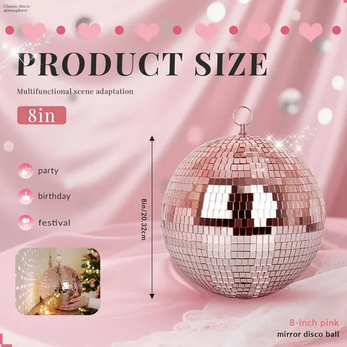 Miniatura 3 de Bola de espejo para discoteca, DJ, club, fiesta, boda, decoración del hogar, Muscab, bola de discoteca de 8 pulgadas con anillo para colgar