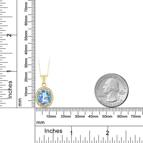 Miniatura 89 de Gem Stone King Collar con colgante de plata chapada en oro amarillo de 18 quilates de 0.433 x 0.354 in con piedra natal ovalada para mujer