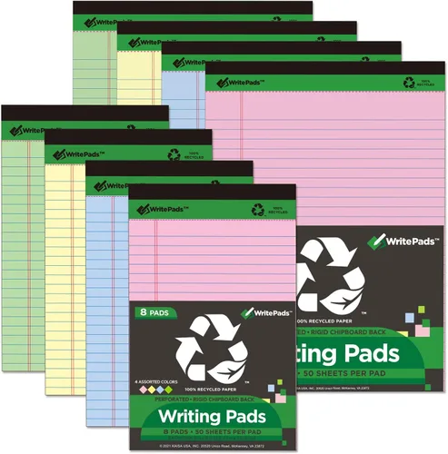 Miniatura 11 de KAISA KSU-6887 - Bloc de notas de tamaño legal de 15 libras, con hojas recicladas de color, 50 hojas con renglones, de 5 x 8 pulgadas, 8 blocs