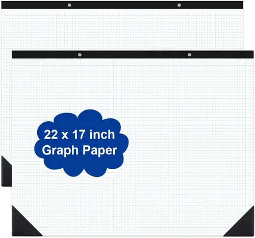 Miniatura 7 de Papel cuadriculado grande de ingeniería, papel cuadriculado de 22 x 17 pulgadas, 50 hojas/100 páginas, bloc de papel de cuadrícula azul de 4 x 4