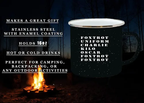 Miniatura 3 de Rogue River Tactical Foxtrot - Taza de café esmaltada para campamento, regalo para veterano militar o servicio activo