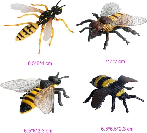 Miniatura 2 de 4 figuras de abeja, juguete de insectos de abeja de abeja, proyecto científico, decoración de pastel, juguetes educativos tempranos cumpleaños