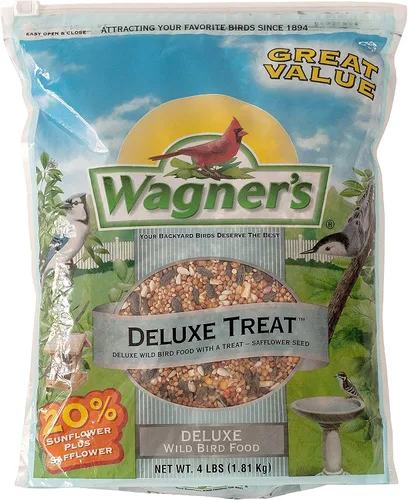 Miniatura 5 de Wagner's 18542 Alimento para pájaros silvestres de maíz agrietado, bolsa de 10 libras y 62067 Deluxe Treat Blend Alimento para aves silvestres, 4