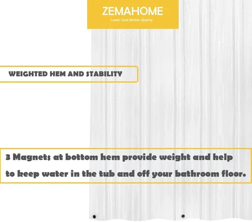 Miniatura 5 de ZEMAHOME Paquete de 4 cortinas de ducha de plástico PEVA de alta calidad, peso ligero, 72 x 72 pulgadas, forro transparente para cortina de baño