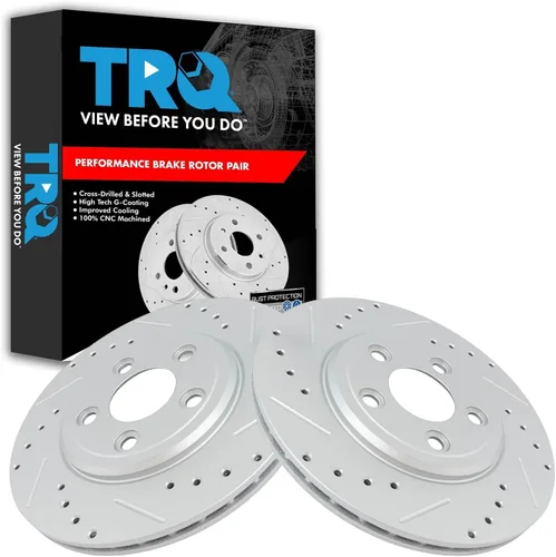 Miniatura 370 de TRQ Juego de rotores de freno de rendimiento trasero con revestimiento G premium compatible con Mazda 6 2014-2021