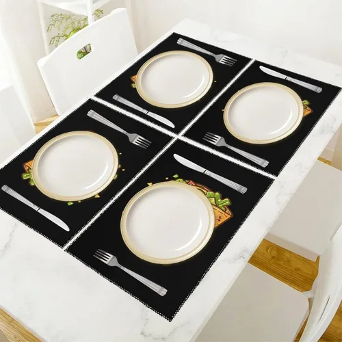 Miniatura 5 de Tacoes Placemats Set of 6 Resistant Table Mats Washable Place Mats for Dinner Party Table Decoration