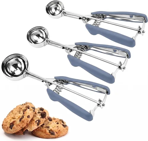 Miniatura 10 de Juego de Cuchara de Galletas, 3 Piezas Cuchara de Helado, Juego de 3 Cucharas de Galletas para Hornear, Cuchara de Galletas de Acero Inoxidable 18/8