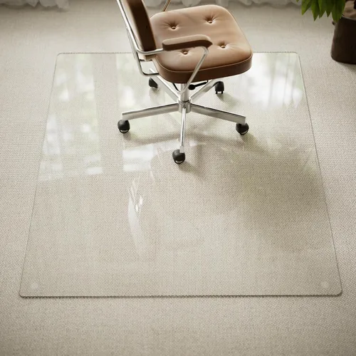Tapete para silla de 36 x 46 pulgadas para alfombra, vidrio templado resistente y duro, tapete transparente para silla de oficina, suelo de