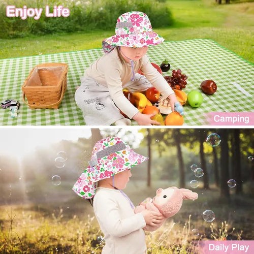 Miniatura 76 de Sombrero de sol para niños, protección UV, unicornio, verano, playa, jugar con ala ancha, solapa para el cuello para niñas y niños