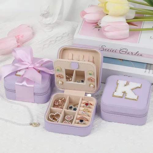 Miniatura 3 de CHMI Joyero de viaje, joyero de viaje morado, organizador de joyas de viaje, regalos de viaje para mujeres y niñas, caja organizadora de joyas