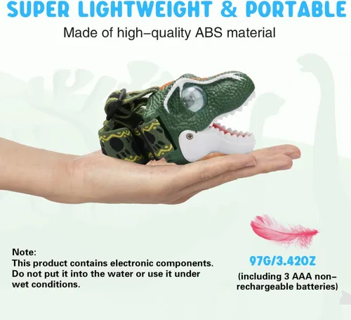 Miniatura 7 de COSOOS Linterna frontal LED para niños, equipo de camping, modo de rugido y silencio, lámpara de cabeza para exteriores para niño y niña, faro