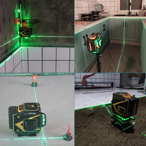 Miniatura 4 de Nivel Láser de Piso Autonivelante, Láser de Línea Cruzada Horizontal Vertical 3x360, Alineación de Haz Verde 3D para Piso de Baldosas, Pared y Techo