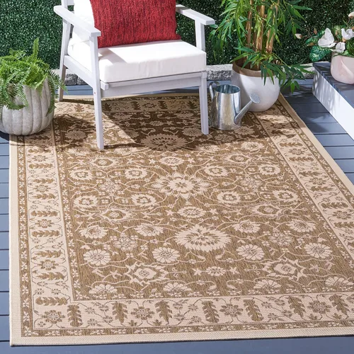 Miniatura 11 de SAFAVIEH Alfombra lavable al aire libre Courtyard Collection - 2'7" x 5', marrón y crema, no desprende pelusa y fácil limpieza, ideal para patio