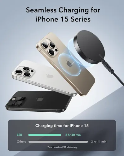 Miniatura 2 de ESR para Cargador MagSafe de 15W Cargador Inalámbrico para iPhone 17/16/15/14/13/12 Almohadilla de Carga Magnética de Apple para AirPods 4/3/Pro/Pro