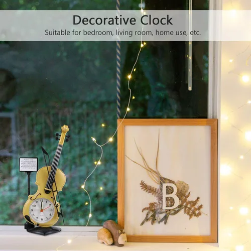 Miniatura 7 de BESPORTBLE Reloj despertador de violín electrónico con forma de violín para dormitorio, sala de estar, hogar D Cor y decoración de mesa de oficina