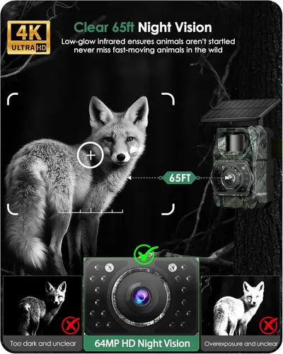Miniatura 2 de Cámara de Rastreo Solar WiFi Bluetooth - Cámaras de Caza con Visión Nocturna, Sensor de Movimiento, Impermeable, Cámara de Ciervos Recargable