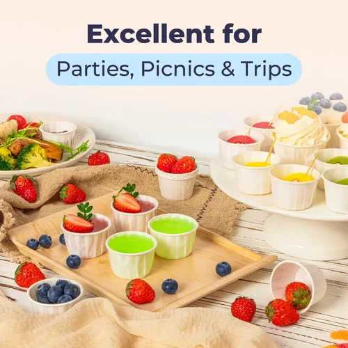Miniatura 6 de Fit Meal Prep [Paquete de 500] Vasos de papel tratado de 0.75 onzas para porciones de soufflé para muestras de condimentos para medir gelatina shots