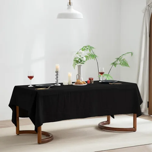 Miniatura 8 de EVERLY 100% Pure Linen Rectangle Tablecloths 60x84Inches for Dining,Buffet Parties,Picnic,Events,Weddings and Restaurants,Decorative Black