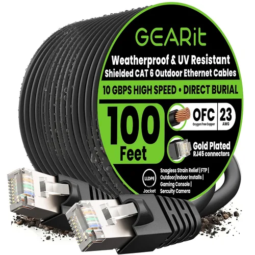 Miniatura 14 de GEARit Cable Ethernet Cat6 para exteriores (75 pies), 23AWG cobre puro, FTP, LLDPE, impermeable, enterramiento directo, subterráneo, resistente a