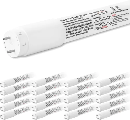Miniatura 12 de hykolity Paquete de 20 Tubos de Luz LED T8 Híbridos Tipo A+B 3CCT de 4 Pies, 18W, 4000K/5000K/6500K Seleccionables, Plug & Play o Bypass de Balasto