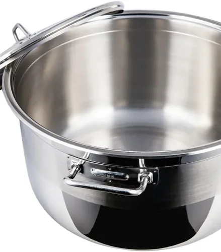 Miniatura 7 de Olla profunda de acero inoxidable con tapa de vidrio, olla de sopa para cacerola profunda, adecuada para estufa de inducción
