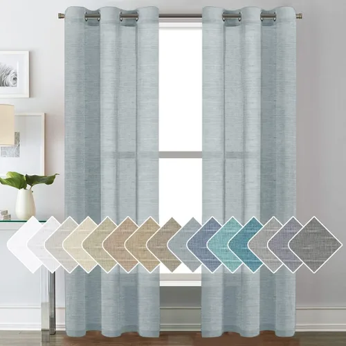 Miniatura 64 de H.VERSAILTEX Cortinas de 96 pulgadas de largo, cortinas de lino/cortinas transparentes de mezcla de lino natural/paneles/cortinas para sala