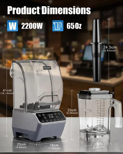 Miniatura 9 de MOGAN Commercial Blender with Sound Shield, 2200W Professional Quiet Smoothie Blender for Kitchen & Restaurant, DIY Programmable Heavy Duty