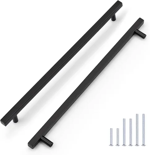 Miniatura 15 de KNOBWELL - Paquete de 5 tiradores modernos de acero inoxidable para puertas de armarios, cajones de cocina, baño, distancia entre agujeros 2.52 Negro