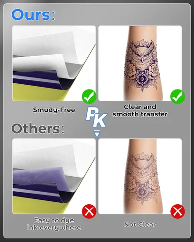 Miniatura 5 de Itari Papel de transferencia de tatuajes, 100 hojas tamaño A4, papel de transferencia de plantillas de tatuaje para bricolaje, papel de rastreo
