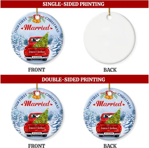 Miniatura 7 de Adorno personalizado de primera Navidad para casados 2024 – Regalos de recuerdo de boda para parejas, recién casados, Mr Mrs colgante, adornos
