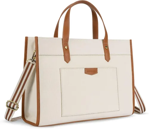 Miniatura 12 de Missnine Bolsa de mano para laptop de 15.6 pulgadas, bolsa de hombro para laptop de lona, bolsas de trabajo, cartera de mano informal, maletín