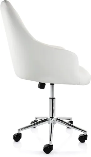 Miniatura 5 de Elama Silla de oficina ajustable de piel sintética en color blanco con acabado cromado