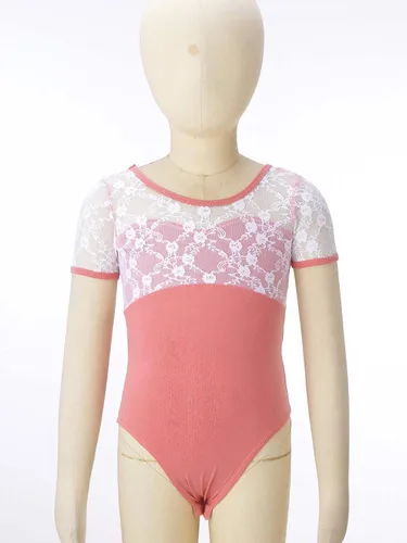 Miniatura 9 de JEATHA Leotardos de ballet para niñas, camisetas de baile, bailarina, encaje floral, con botones, entrepierna