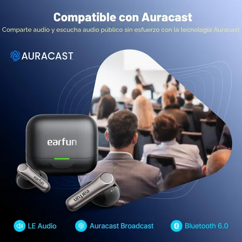 Miniatura 9 de EarFun Air Pro 4+ Auriculares inalámbricos con cancelación de ruido adaptativa, Qualcomm aptX sin pérdida, controladores duales, auriculares de Negro