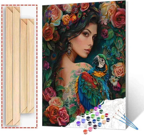 Miniatura 43 de TUMOVO Pintura por números para niñas con flores para adultos, principiantes, mujeres rodeadas de abejas, pintura acrílica por números, pintura
