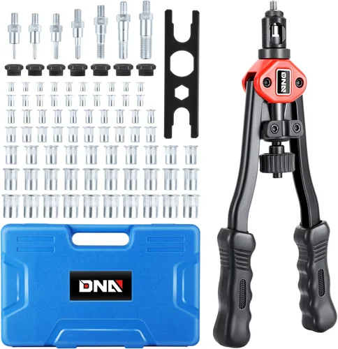 Miniatura 17 de DNA MOTORING TOOLS-00091 Remachadora manual con juego de herramientas de botella de colección, 1 x 12-1/2", resistente, extra larga