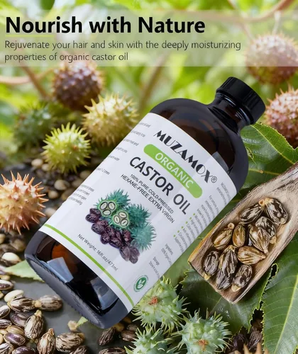 Miniatura 4 de Aceite de ricino orgánico prensado en frío sin refinar, 100% puro y libre de hexano, ideal para paquete de aceite de ricino, cuidado de la piel