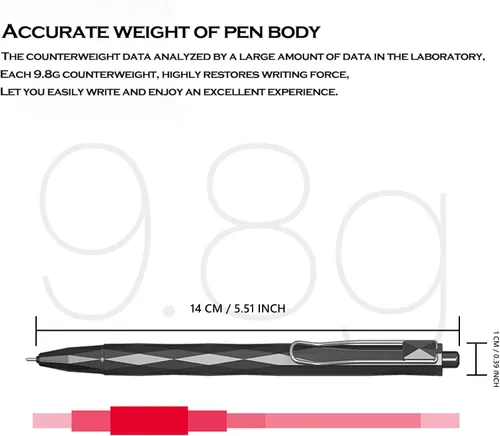 Miniatura 5 de DUNBONG Bolígrafos de gel retráctiles de 0.020 in, tinta negra, punta de aguja, diseño de superficie de corte en forma de diamante, caja de 6 Negro