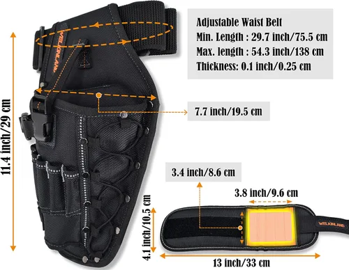 Miniatura 9 de Juego de fundas de taladro 3 en 1 con pulsera magnética fuerte y cinturones sólidos de 2 pulgadas para hombres, soporte para taladro, soporte
