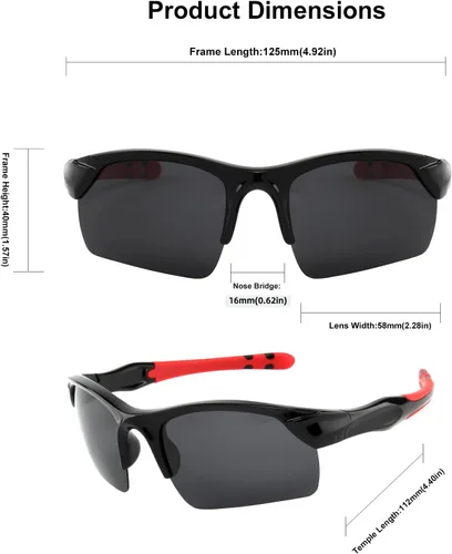 Miniatura 4 de KENBO Polarized Sports Sunglasses for Kids Wrap Around Sunglasses Baseball Cycling UV Protection for Boys Girls Age 3-10