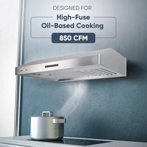 Miniatura 3 de Pacific Economy Pro - Campana extractora con conductos para debajo del gabinete de 30 pulgadas, 850 CFM, potente campana de ventilación de cocina