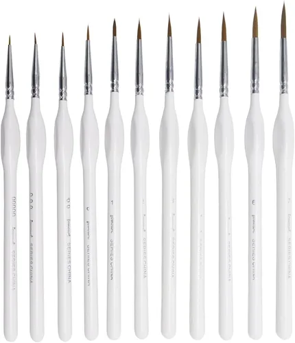 Miniatura 12 de Juego de 11 pinceles de pintura de detalles finos en miniatura, juego de pinceles para acrílico, acuarela, óleo, cara, uñas, pintura de modelo a
