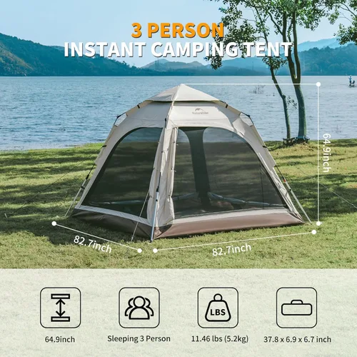 Miniatura 2 de Naturehike Upgraded Ango 3-4 Person Blackout Tent,Instant Pop up Tents for Camping, Waterproof Anti-UV Camping Tent