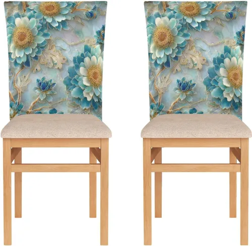 Elegant Blue and White Flower Chair Slipcovers Soft for Home Dining Room Decor Set of 2 Decor Party Chair Covers forro para sillas de comedor 2