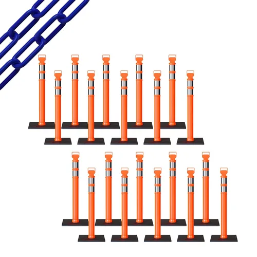 Miniatura 38 de Trafford Industrial - Juego de 20 postes de delineador de 45 pulgadas, collares reflectantes de 3 pulgadas, base de goma de 10 libras