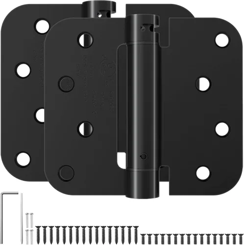 Miniatura 11 de HOSOM Bisagra de puerta de cierre automático, bisagra de resorte, 4 pulgadas, tensión ajustable para garaje, puerta delantera, puerta trasera